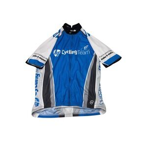 Canari HP Cycling Team Jersey Mens XXL Blue White Full Zip Short Sleeve USA Made
